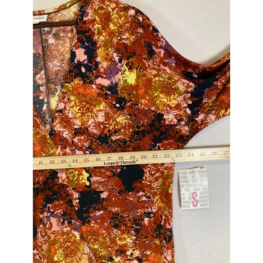 Boho Artsy LuLaRoe Women Sm Orange Floral Lindsay High Low Kimono‎ Cardigan NWT